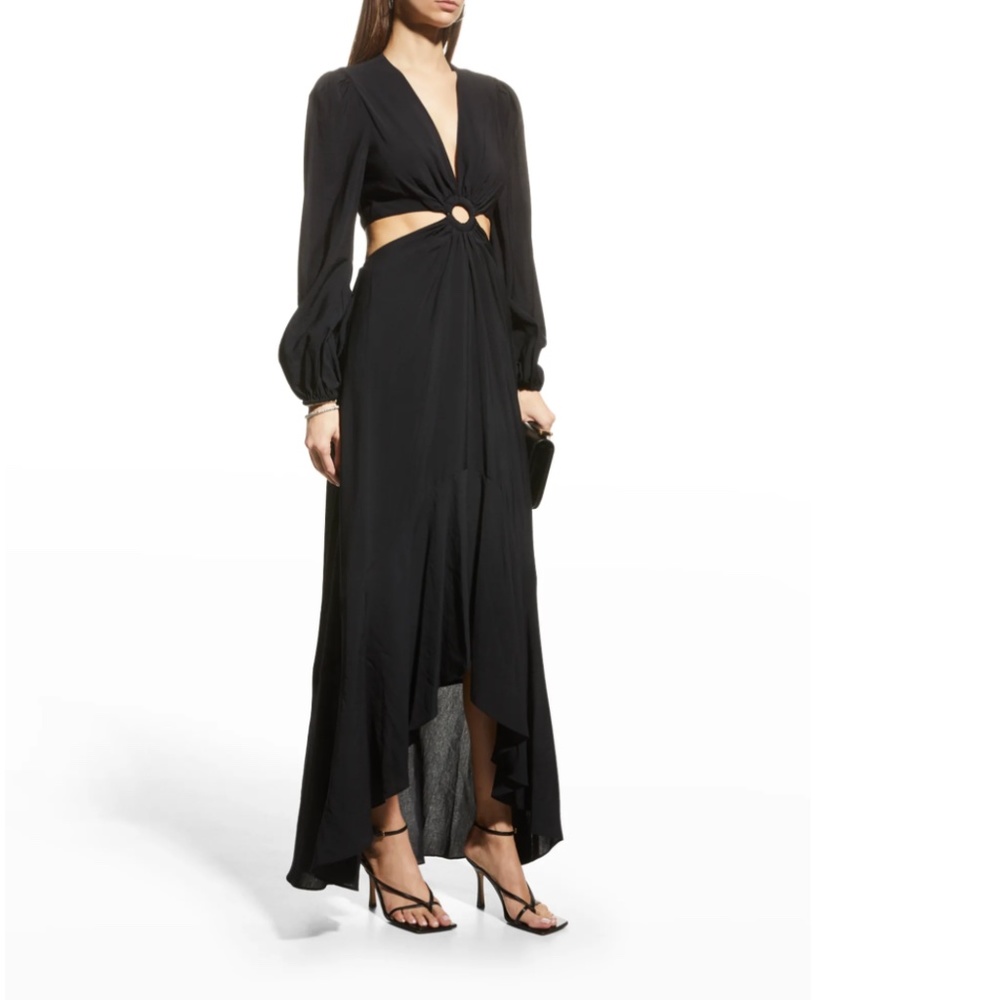 NWT $395 SIMKHAI Jaelynn Puff-Sleeve Cutout Maxi Dress in size Small!